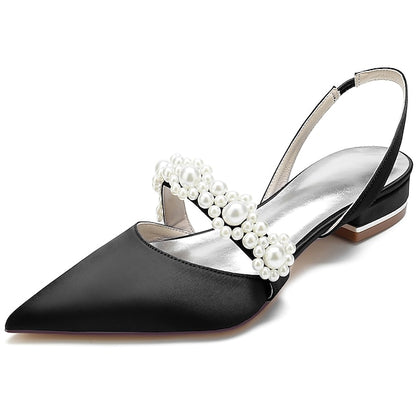with Pearl White Elegant Satin Women's Shoes Dress