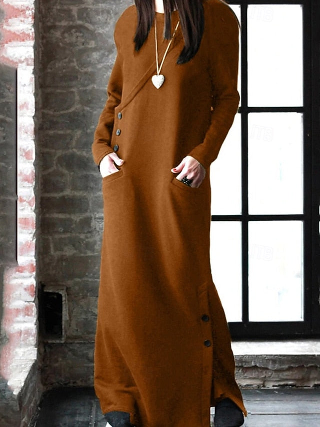 Women's Long Dress Maxi Dress Hoodie Dress Sweatshirt Dress