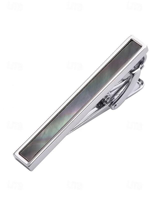 with clip tie pearl mother Men's and brass inlaid of