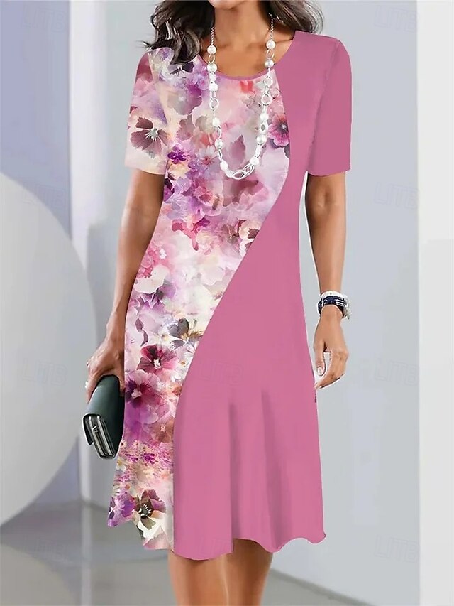 Women's Elegant Midi Dress T Shirt Dress Tee Dress Shift