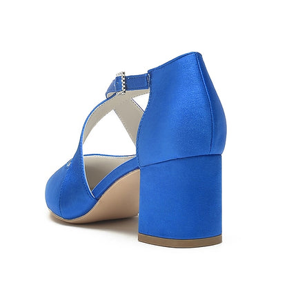 Block Pointed Toe Women's – Satin Elegant Heels White