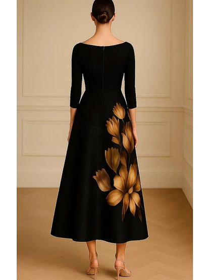 Bride Cocktail Black the Floral Mother of Dresses A-Line Print