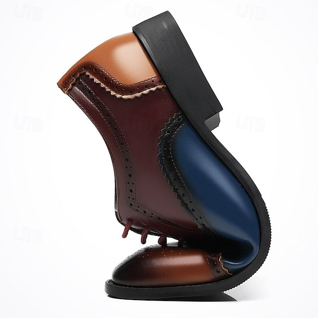 Two-Tone Men's Brogue Black and – Faux Shoes Brown