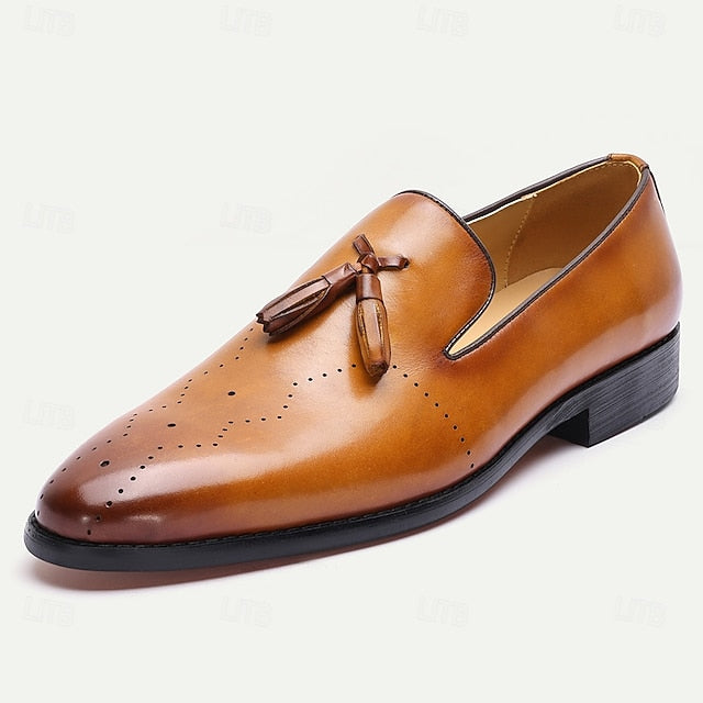 Brown – Men's Tassel Classic Leather Loafers Light