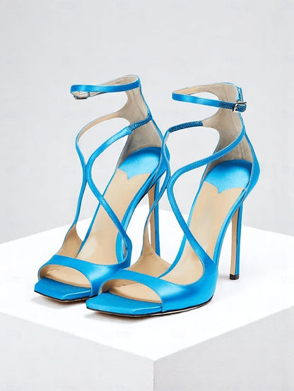 Satin Elegant Stiletto Lavender - Heels Crisscross Women's