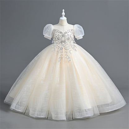 Party Dress Girl Girls' Solid Flower Color Kids