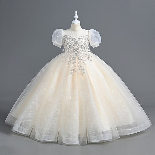 Party Dress Girl Girls' Solid Flower Color Kids