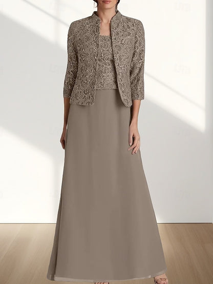 of the Bride Two Dress Elegant Piece Mother A-Line Wedding Guest