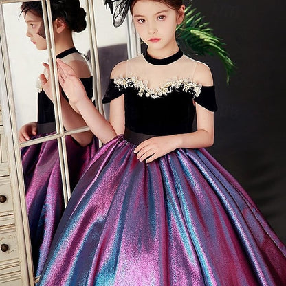 Party Sleeve Girls' Short Color Solid Dress Kids