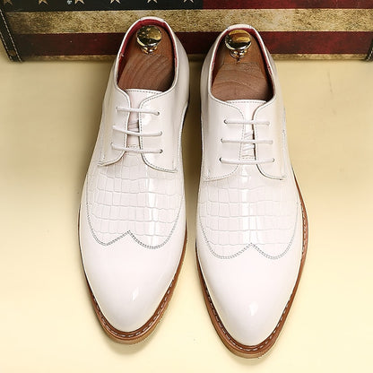 Leather Patent Oxford Crocodile White Shoes Men's