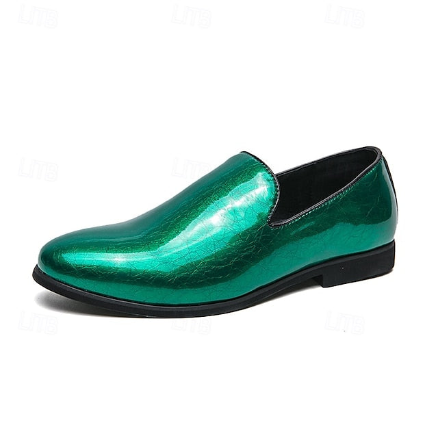 Men's Metallic Fashionable Gold Shiny Loafers Slip-On –