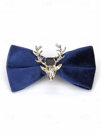 Gold Tie Pin Head Velvet with Men's Bow Deer