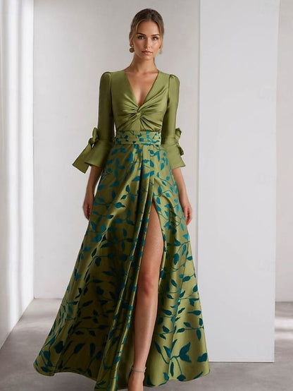 Formal Length 3/4 Evening A-Line Floor Gown Wedding