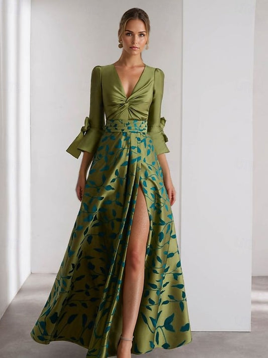 Formal Length 3/4 Evening A-Line Floor Gown Wedding