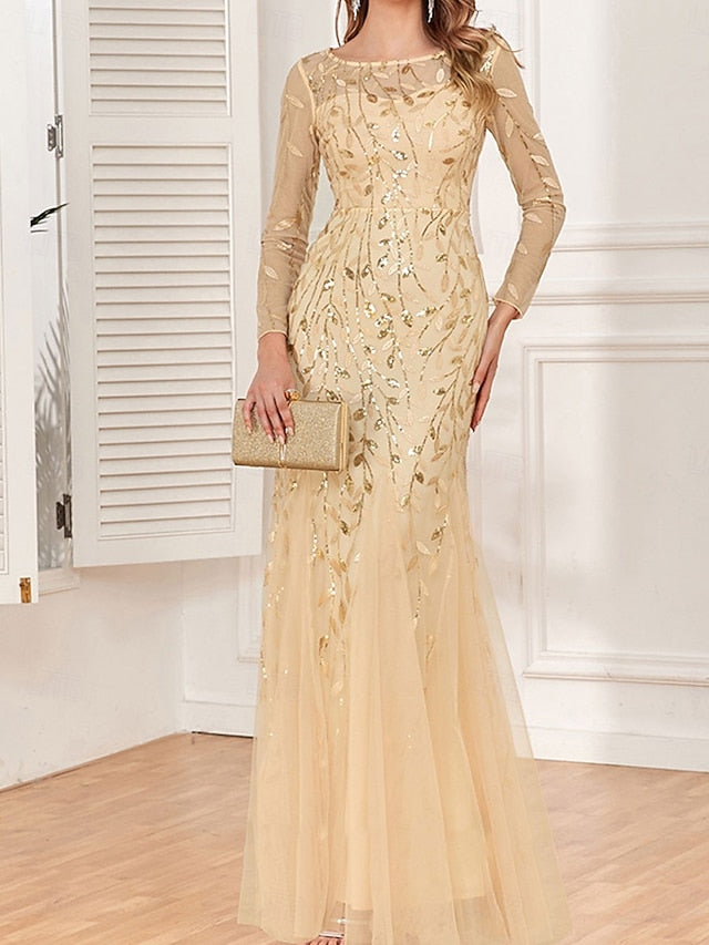 Crew Elegant Neck the Floor of Party Mother Dress Bride