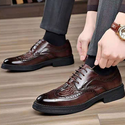 Men's Brogue Brown Oxford Leather - Crocodile Shoes