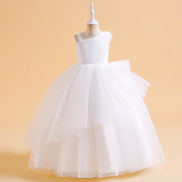 Sleeveless Formal Party Solid Girls' Kids Dress Color