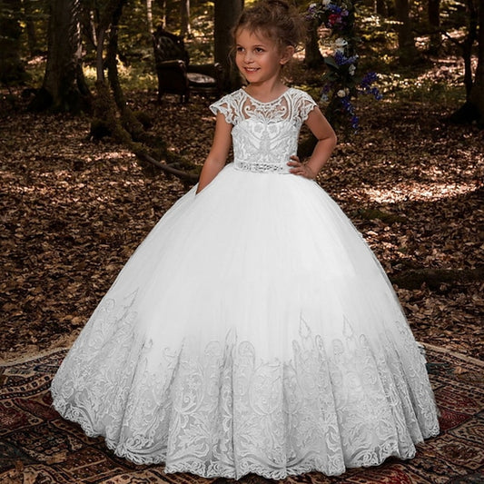 Floral Girls' Dress Kids Girl Solid Colored Flower