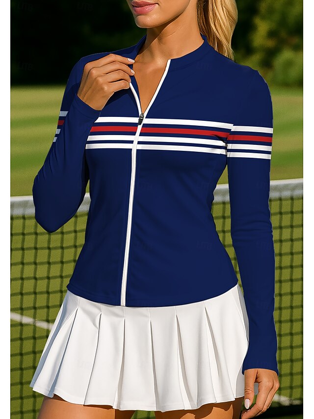 Women's Geometric Stripes Tops Sport Shirt Tennis Shirt