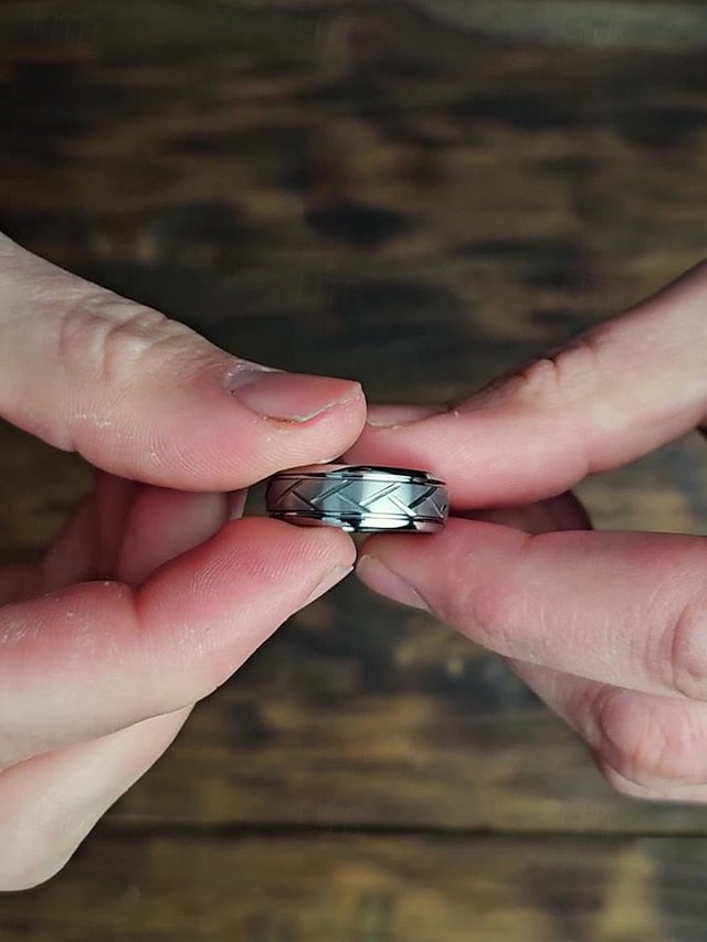 Pattern Steel Rings Modern Men's Stainless – Geometric