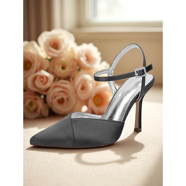 Strap Ankle - Women's with Green Satin Stiletto Heels