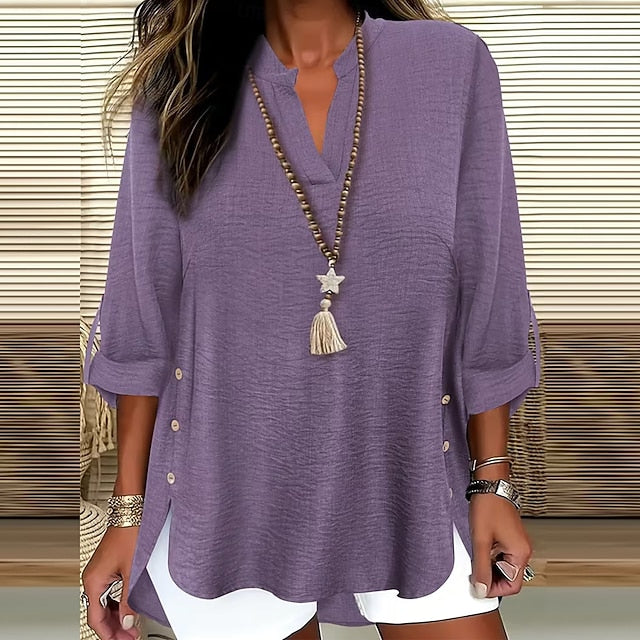 Women's Boho Shirt Tunic Solid Color Elegant Daily Stylish