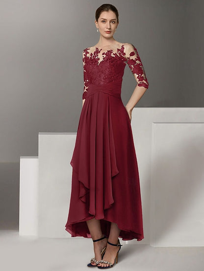 A-Line Guest Dress Asymmetrical Wedding Dresses Cocktail Elegant