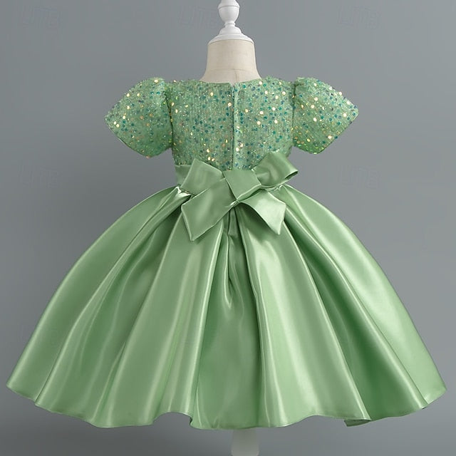 Sleeve Toddler Wedding Girls' Sequin Dress Party Short