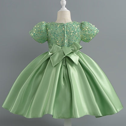 Sleeve Toddler Wedding Girls' Sequin Dress Party Short