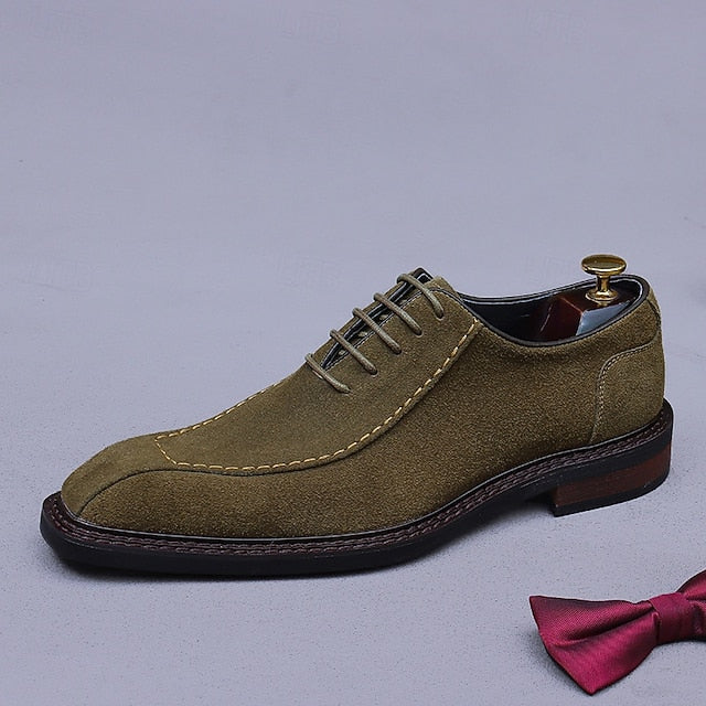 Men's Derby - Shoes Suede Classic Leather Genuine Cowhide