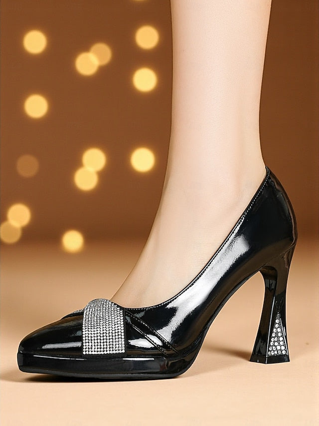 Burgundy Heels Women's with Leather Pointed Toe Patent