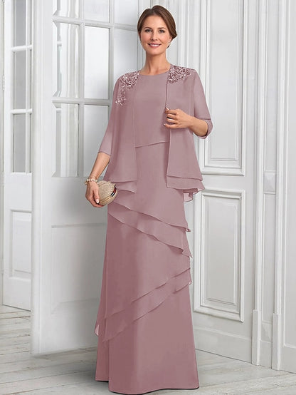 the Bride Dress Suit Piece Elegant Mother of Formal Two A-Line