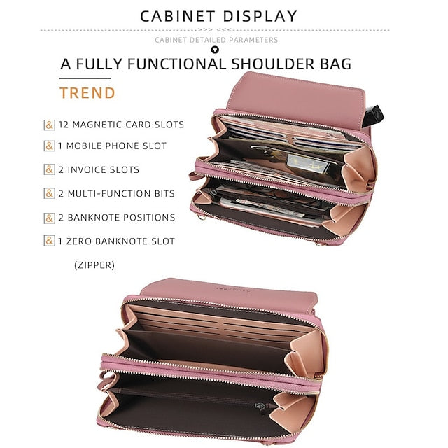 Sac à bandoulière pour femme, portefeuille, téléphone portable