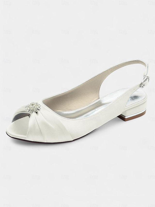 Women's Satin with Heels Crystal Slingback Wedding