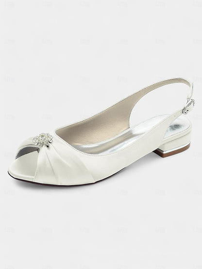 Women's Satin with Heels Crystal Slingback Wedding