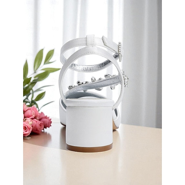 Heel Rhinestone Block Pumps Purple Women's with Satin