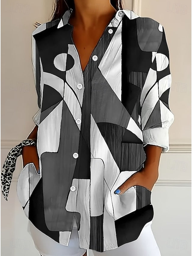 Women's Shirt Blouse Graphic Geometric Plaid Vintage