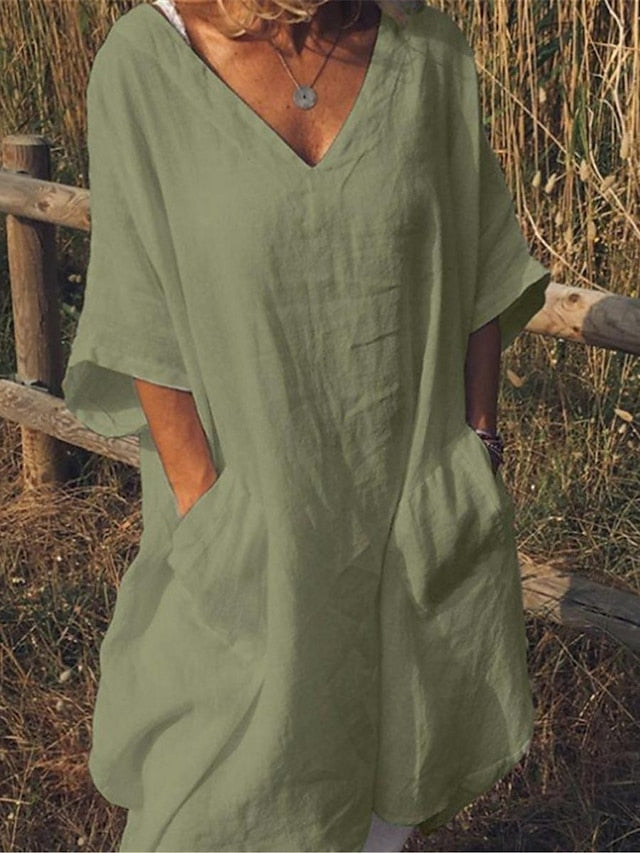 Women's Black White Red Summer Spring Midi Dress Faux