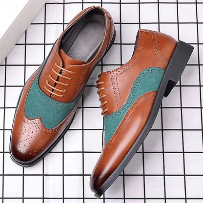 Men's Green Shoes Oxford Brown Wingtip and – in Two-Tone