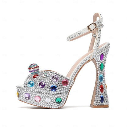 Sparkly Sandals Platform Women's Colorful – Rhinestone