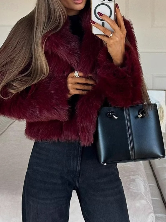 Women's Faux Furs Warm Comfortable Coat Leathers Fur