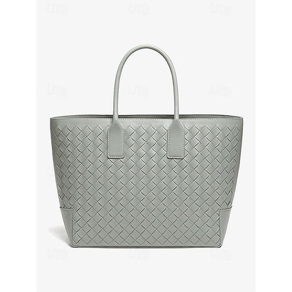 Woven Women's Stylish Brown and Leather Bag Tote –