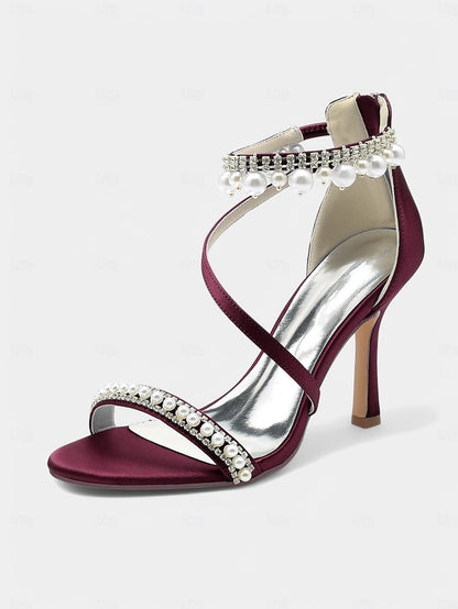 Chic Pointed-Toe Satin Party Pink Strap – Heels Ankle