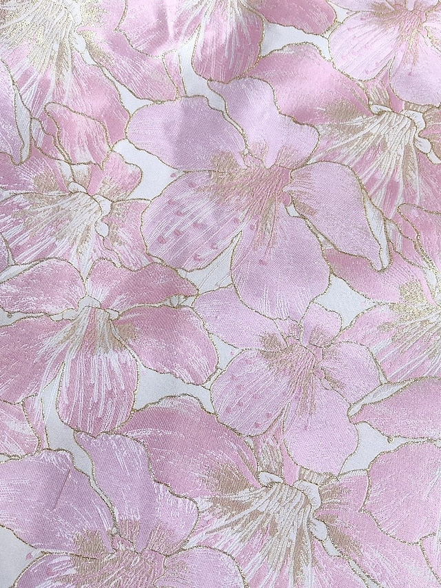 Jacquard Evening Brocade Elegant Dress A-Line Formal Floral Gown