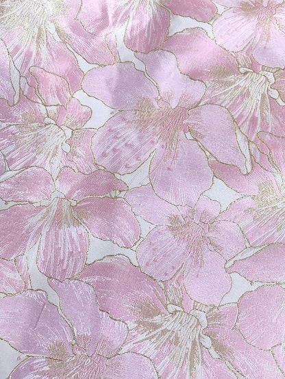 Jacquard Evening Brocade Elegant Dress A-Line Formal Floral Gown