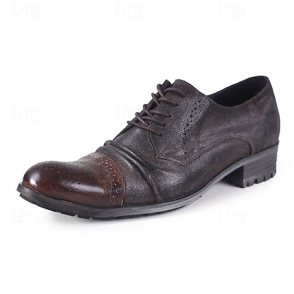 Leather Genuine Brogue Oxford Shoes Men's – Vintage