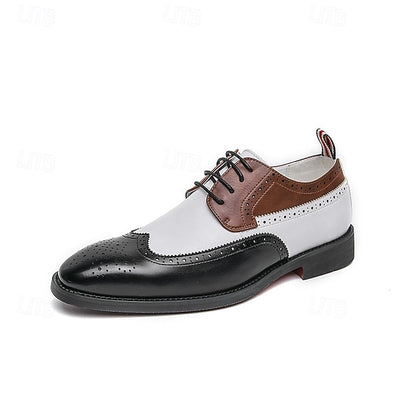 Shoes Men's Dress Wingtip Brown with and Oxford White