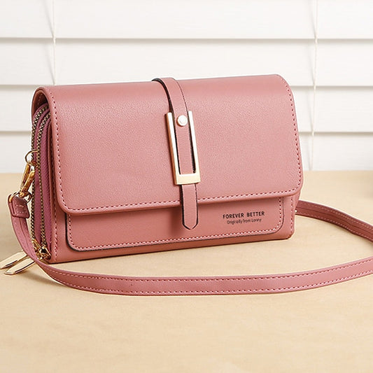 Sac à bandoulière en PU pour téléphone portable, portefeuille en cuir pour femme