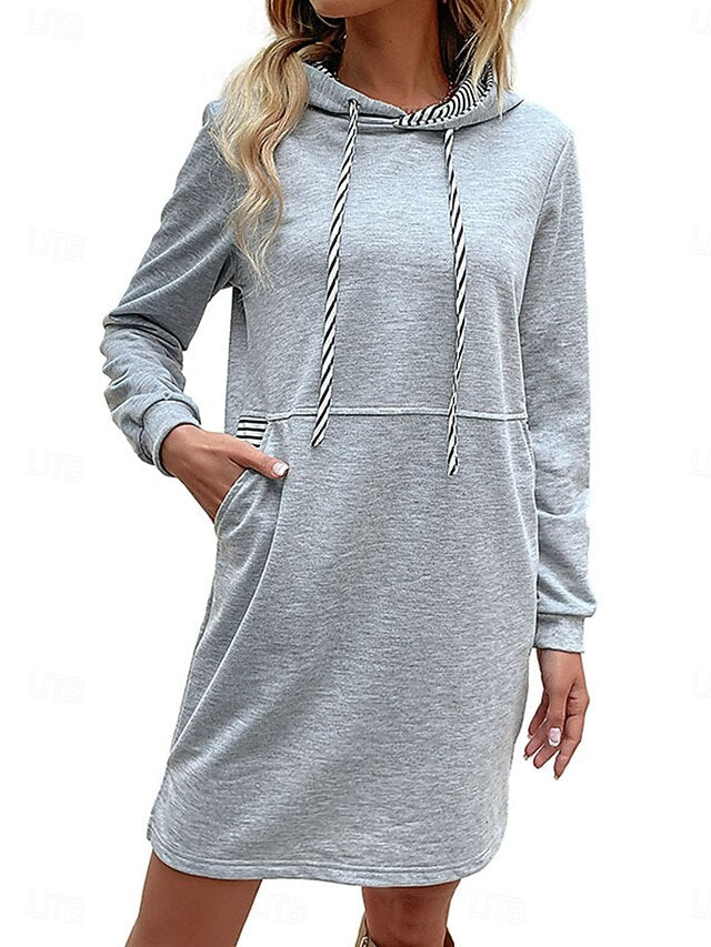 Women's Normal Midi Dress Hoodie Dress Casual Work Daily