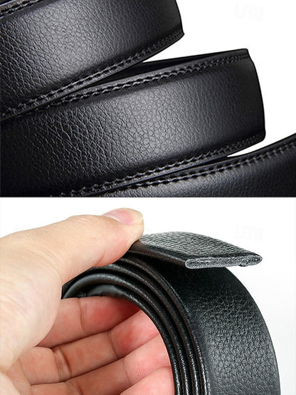 Leather Elegant Black with Metal Belt Men's Adjustable